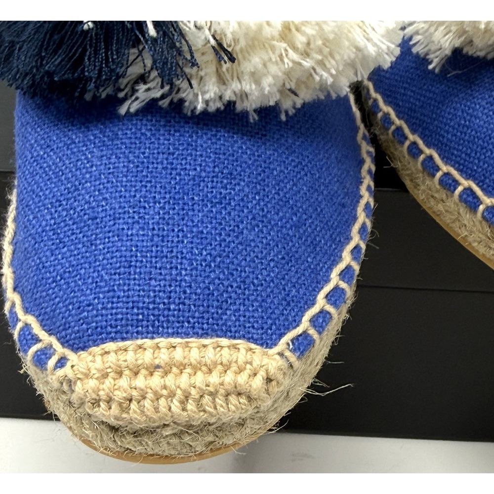 Tonivis Canvas Pom-Pom Fringe Trim Slip On Espadrilles Mules Flat Blue Women's 9 - Picture 10 of 10